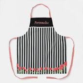 Schattig Zwart Wit Strepen Roze Bloemen Koken Schort (Voorkant)
