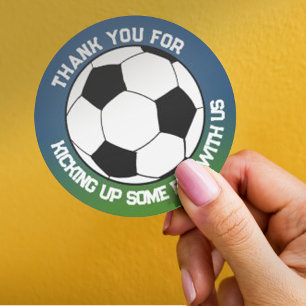 Schattig Zwart Wit Voetbal Football Thema Verjaard Ronde Sticker