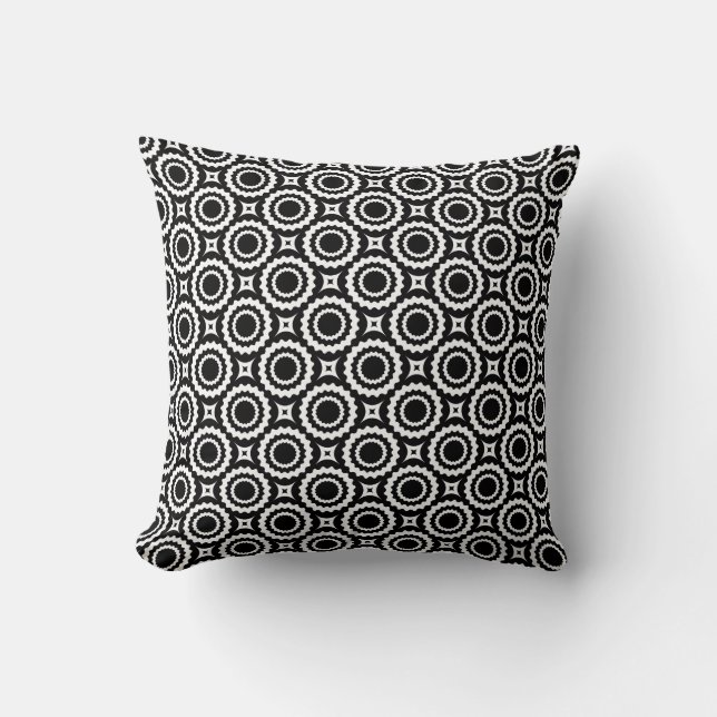 Schattig zwart wit zigzag cirkels ontwerp kussen (Voorkant)