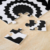 Schattig zwart wit zigzag cirkels ontwerp legpuzzel (Zijkant)