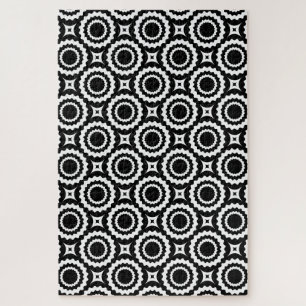 Schattig zwart wit zigzag cirkels ontwerp legpuzzel