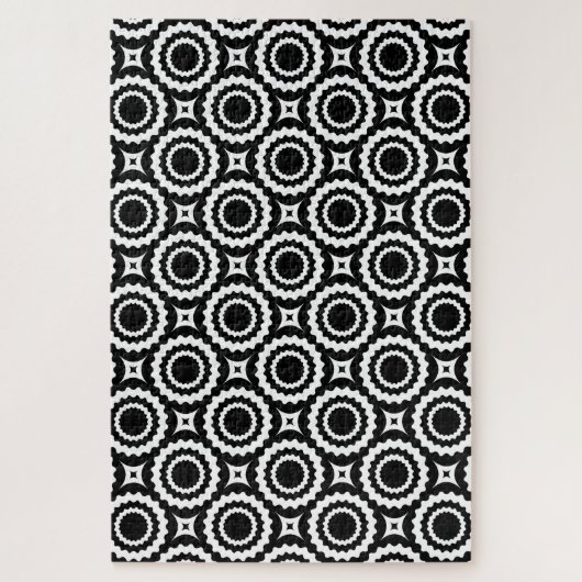Schattig zwart wit zigzag cirkels ontwerp legpuzzel (Verticaal)