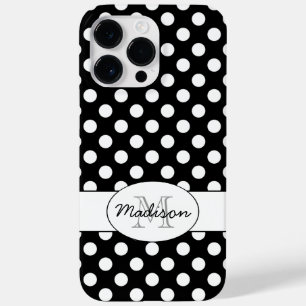 Schattig zwart-witstippen retro patroon Monogram Case-Mate iPhone Case