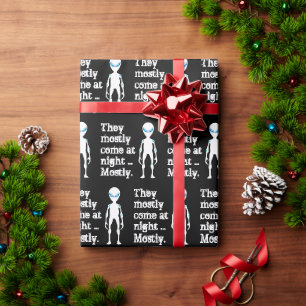 Schattig zwart witte buitenaardse citaat cadeaupapier