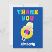 Schattig Zwembad Blond Meisje Aangepaste Kinderen  Bedankkaart (Voorkant)