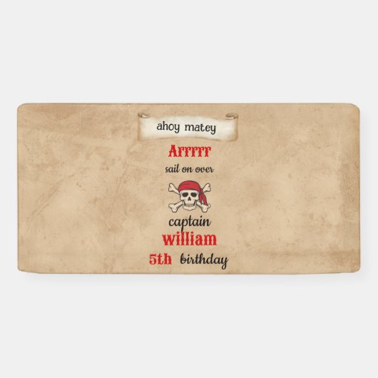 schattig zwembad schip Pirate Verjaardag Spandoek (Horizontaal)
