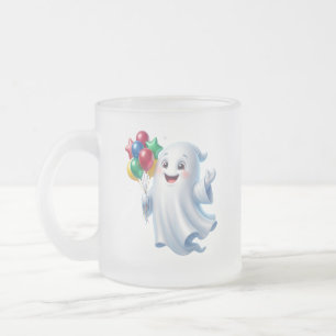 Schattig Zwevend Spook met Ballonnen Halloween Matglas Koffiemok