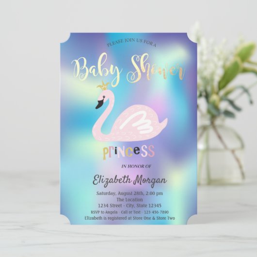 Schattig zwoerd holografisch Baby shower Kaart (Staand voorkant)