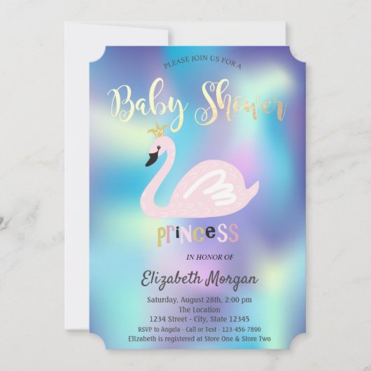 Schattig zwoerd holografisch Baby shower Kaart (Voorkant)