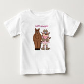 Schattige 100% Cowgirl en Horse Baby T-shirt (Voorkant)