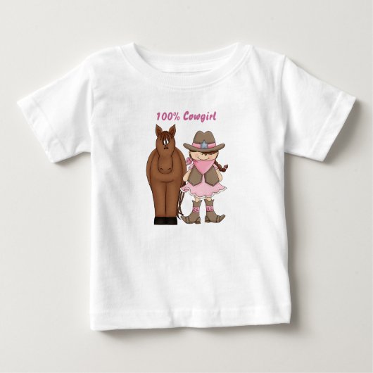 Schattige 100% Cowgirl en Horse Baby T-shirt (Voorkant)