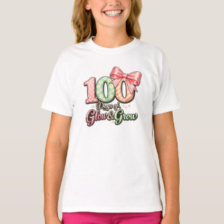 Schattige 100 dagen school Glans en Groei Strik Bl T-shirt