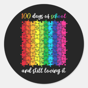 Schattige 100 dagen van school en nog steeds houde ronde sticker