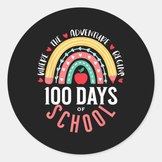 Schattige 100 dagen van school regenboog 100ste da ronde sticker (Voorkant)