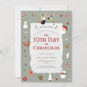 Schattige 10e kerstdag Mid-Century Retro Kerstmis Kaart