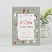 Schattige 11e kerstdag Vertraagde Kerstfeest Kaart (Staand voorkant)