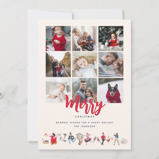 Schattige 12 dagen van de fotokaart van de Kerstva Feestdagenkaart (Voorkant)