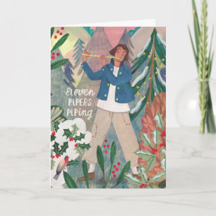 Schattige 12 dagen van kerst elf pipers piping kaart