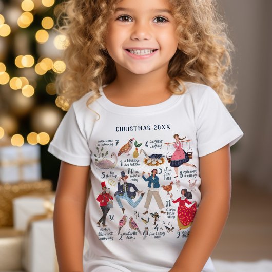 Schattige 12 Dagen van Kerstmis Classic kinder mei T-shirt