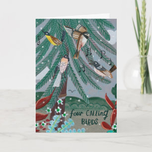 Schattige 12 dagen van Kerstmis vier roepende voge Kaart