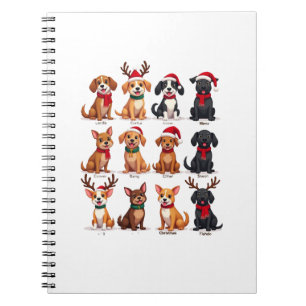 Schattige 12 honden Kerstmis Grappige hondenliefhe Notitieboek