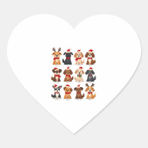 Schattige 12 Honden Xmas Grappige Hondenliefhebber Hart Sticker