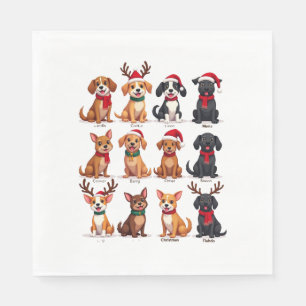 Schattige 12 Honden Xmas Grappige Hondenliefhebber Servet