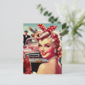 Schattige 1950s Meisje Briefkaart (Staand voorkant)