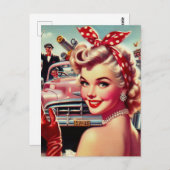 Schattige 1950s Meisje Briefkaart (Voorkant / Achterkant)