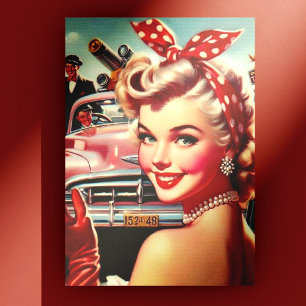 Schattige  1950s Meisje Briefkaart