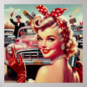 Schattige  1950s Meisje Poster