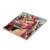 Schattige 1950s Meisje Tegeltje (Zijkant)