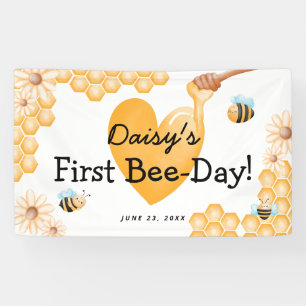 Schattige 1e Bij-dag! Eerste verjaardag  Spandoek