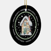 SCHATTIGE 1e HUIS SAMEN, OUDERWETSE HUIS SNEEUW Keramisch Ornament (Rechts)