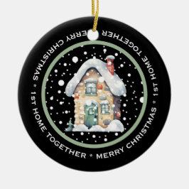 SCHATTIGE 1e HUIS SAMEN, OUDERWETSE HUIS SNEEUW Keramisch Ornament
