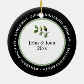 SCHATTIGE 1e HUIS SAMEN, OUDERWETSE HUIS SNEEUW Keramisch Ornament (Achterkant)