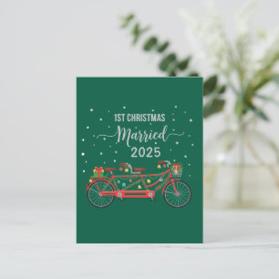 Schattige 1e kerst getrouwd 2025 Tandem fiets Briefkaart