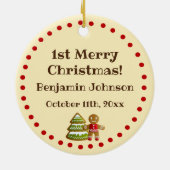 Schattige 1e kerstakerkoekjes keramisch ornament (Achterkant)