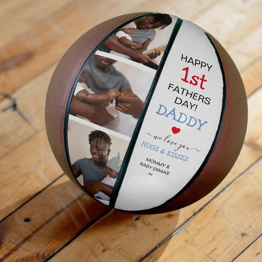 Schattige 1e Vaderdag Papa Fotocollage Basketbal