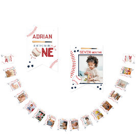 Schattige 1e Verjaardag 12 Maanden Foto Mijlpaal B Vlaggetjes