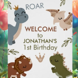 Schattige 1e Verjaardag Boho Dinosaurussen Perfect Poster