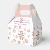 Schattige 1e Verjaardag Pinguïn Ballerina Roze Fee Bedankdoosjes (Achterkant)