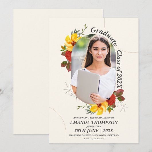Schattige 2025 Afstudeerder Elegant Foto Afstudeer Kaart (Voorkant / Achterkant)