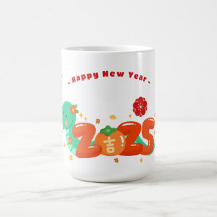 Schattige 2025 Cartoon Snake Zodiac Chinees Nieuwj Koffiemok