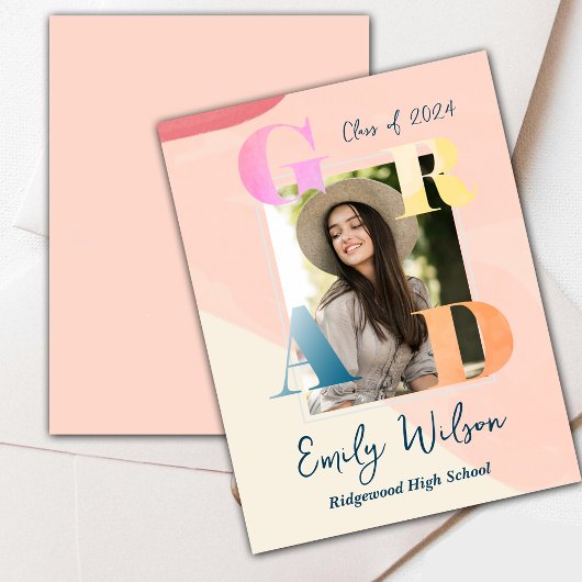 Schattige 2025 GRAD-foto afstudeeraankondiging Briefkaart