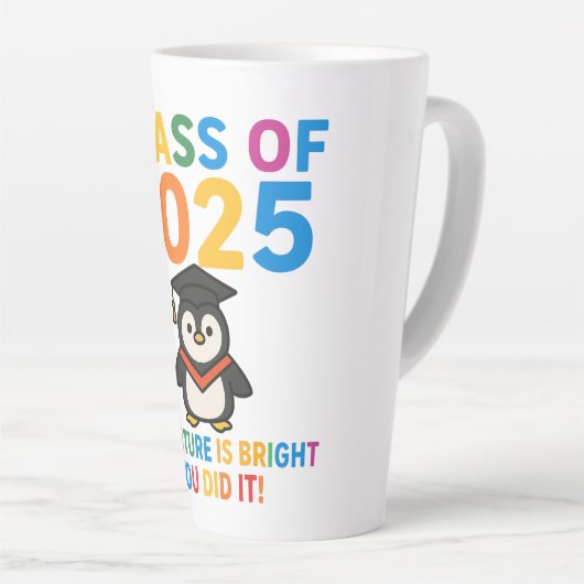 Schattige 2025 Penguin Afstuderen Latte Mok (Rechterhoek)