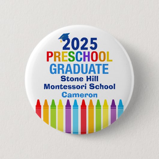 Schattige 2025 Preschool Afstuderen Custom Name La Ronde Button 5,7 Cm (Voorkant)