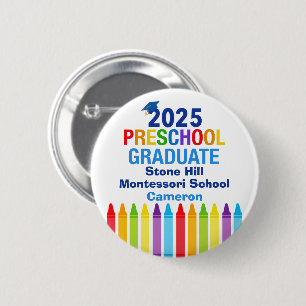 Schattige 2025 Preschool Afstuderen Custom Name La Ronde Button 5,7 Cm
