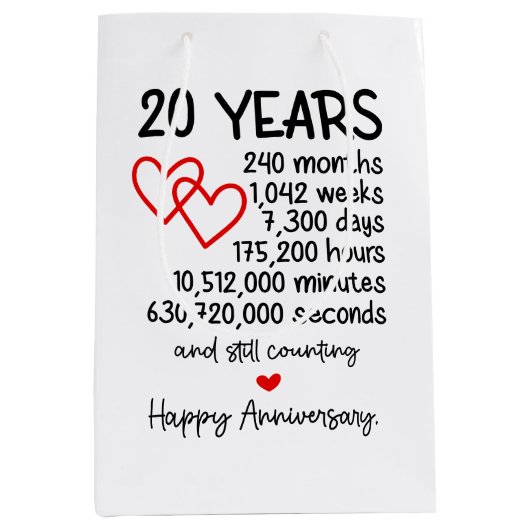 Schattige 20-jarig jubileumfeest medium cadeauzakje (Voorkant)