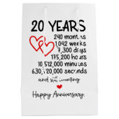 Schattige 20-jarig jubileumfeest medium cadeauzakje (Achterkant)